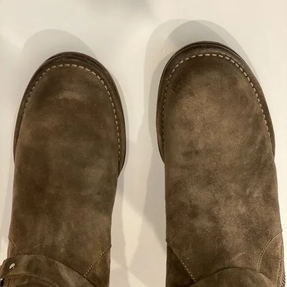 NIB Alberto Fermani brown soft suede zip boots 38